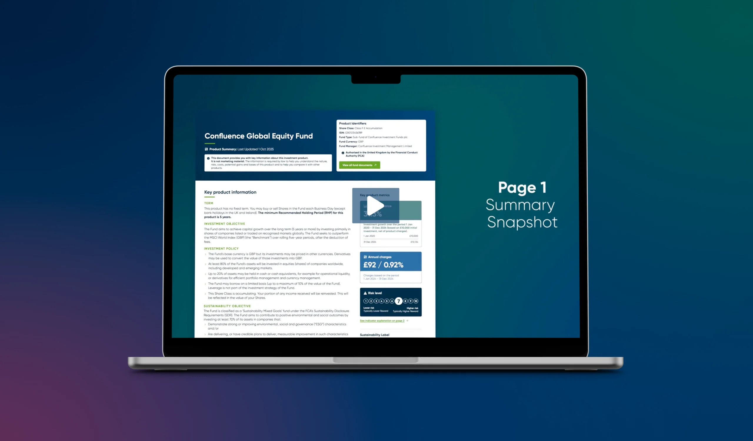 CCI product summary template overview